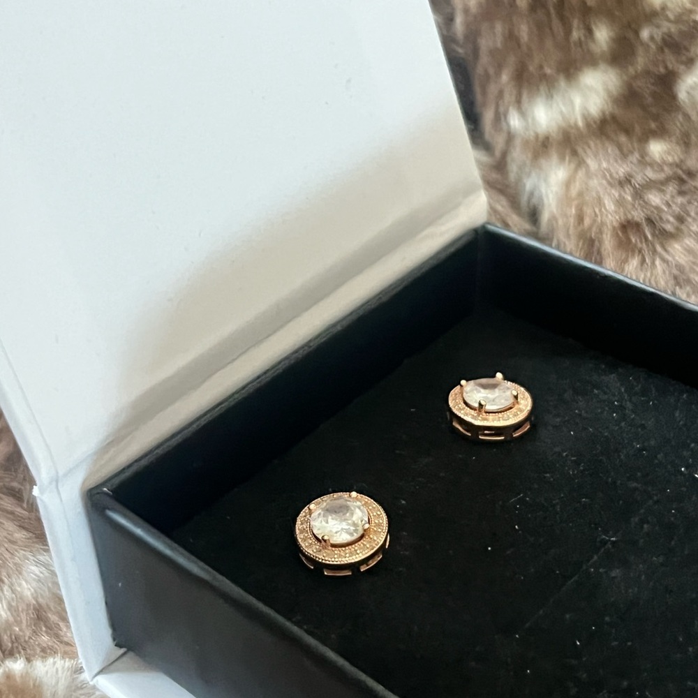 💎Diamond Halo Studs  - Cate & Chloe Rose Gold Earrings